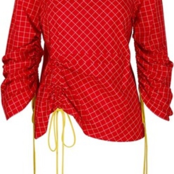 Tory Burch Windowpane Silk Tunic Top Size 14 - Picture 2 of 8